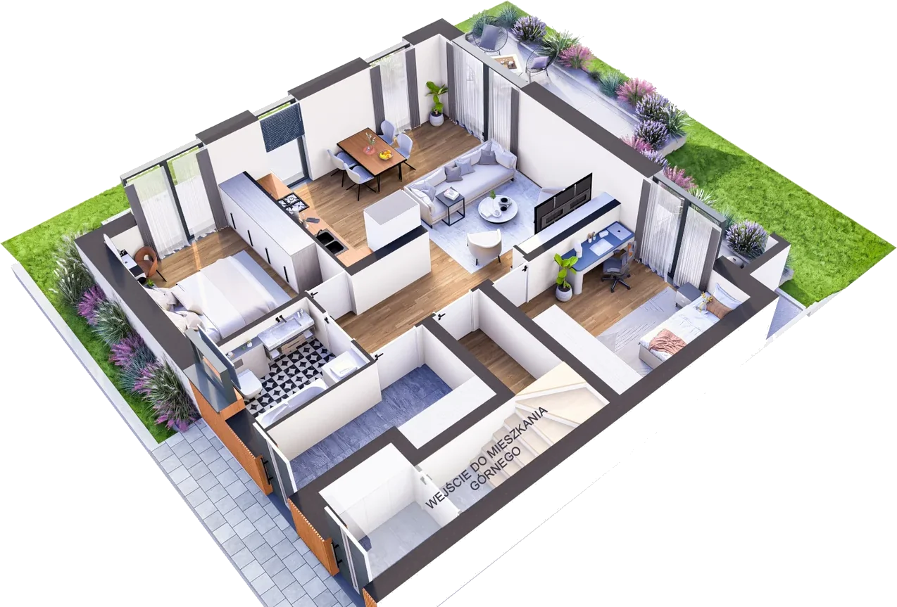 Widok 3D apartamentu 2A