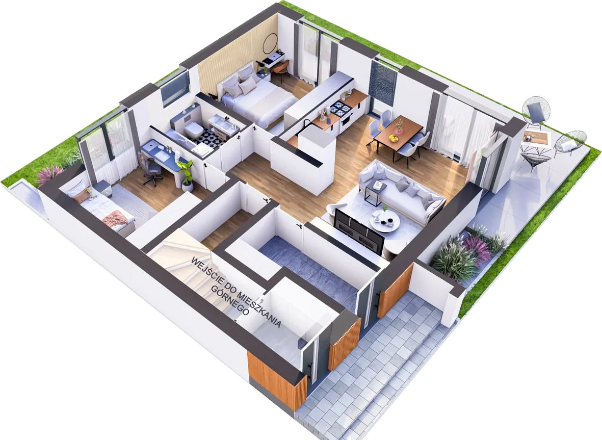 Widok 3D apartamentu 4A