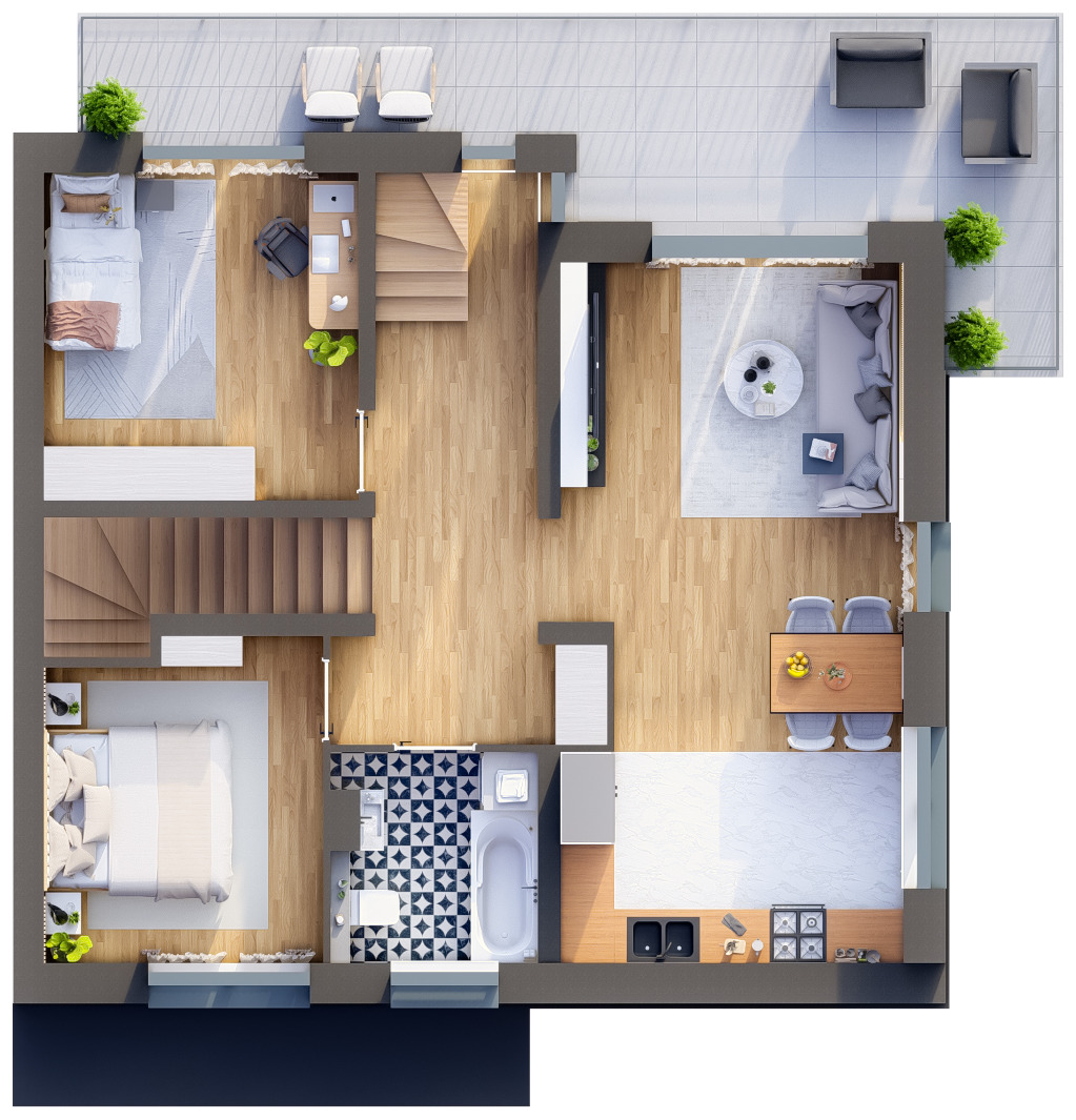 Rzut apartamentu 1B