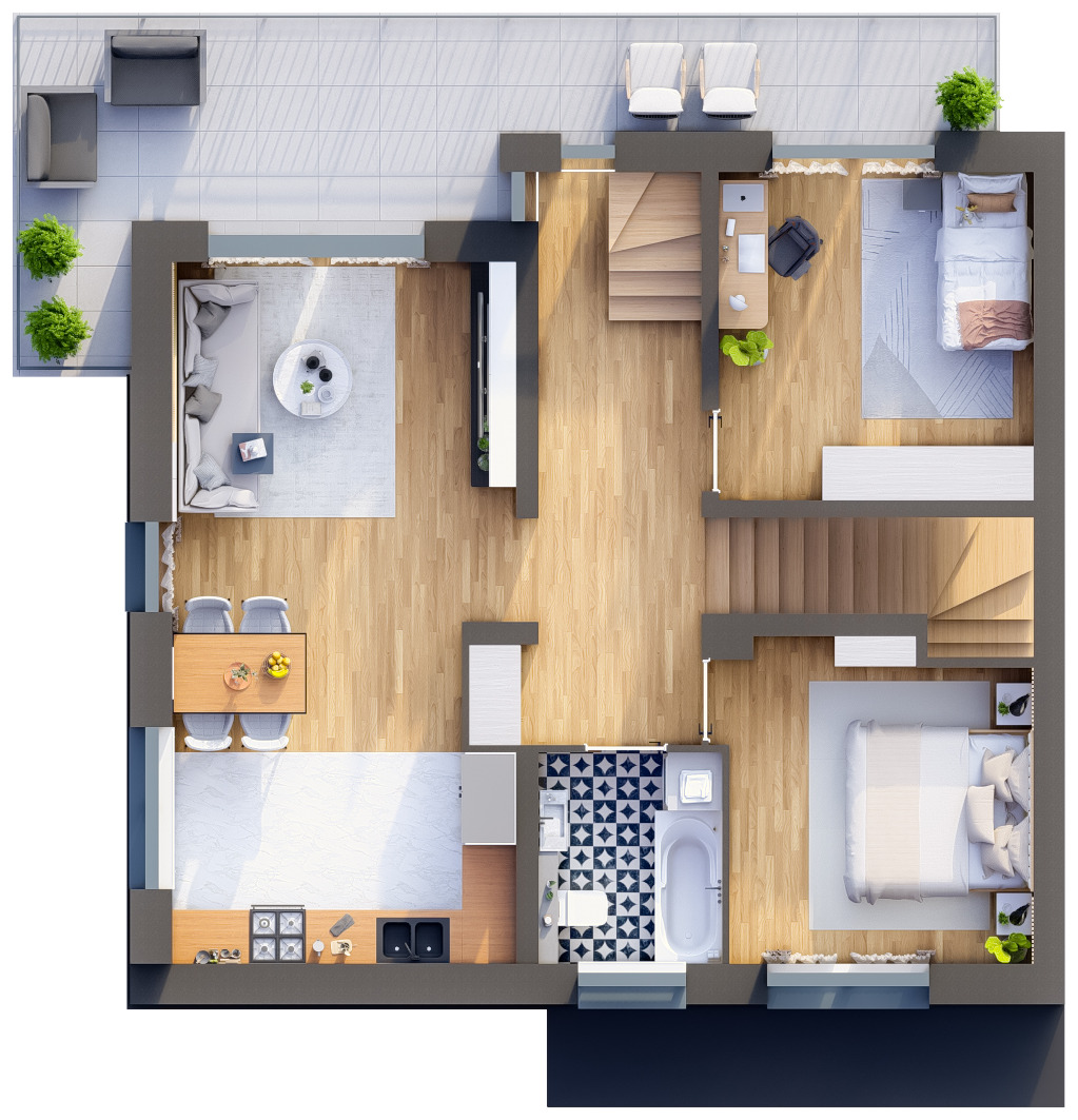 Rzut apartamentu 2B