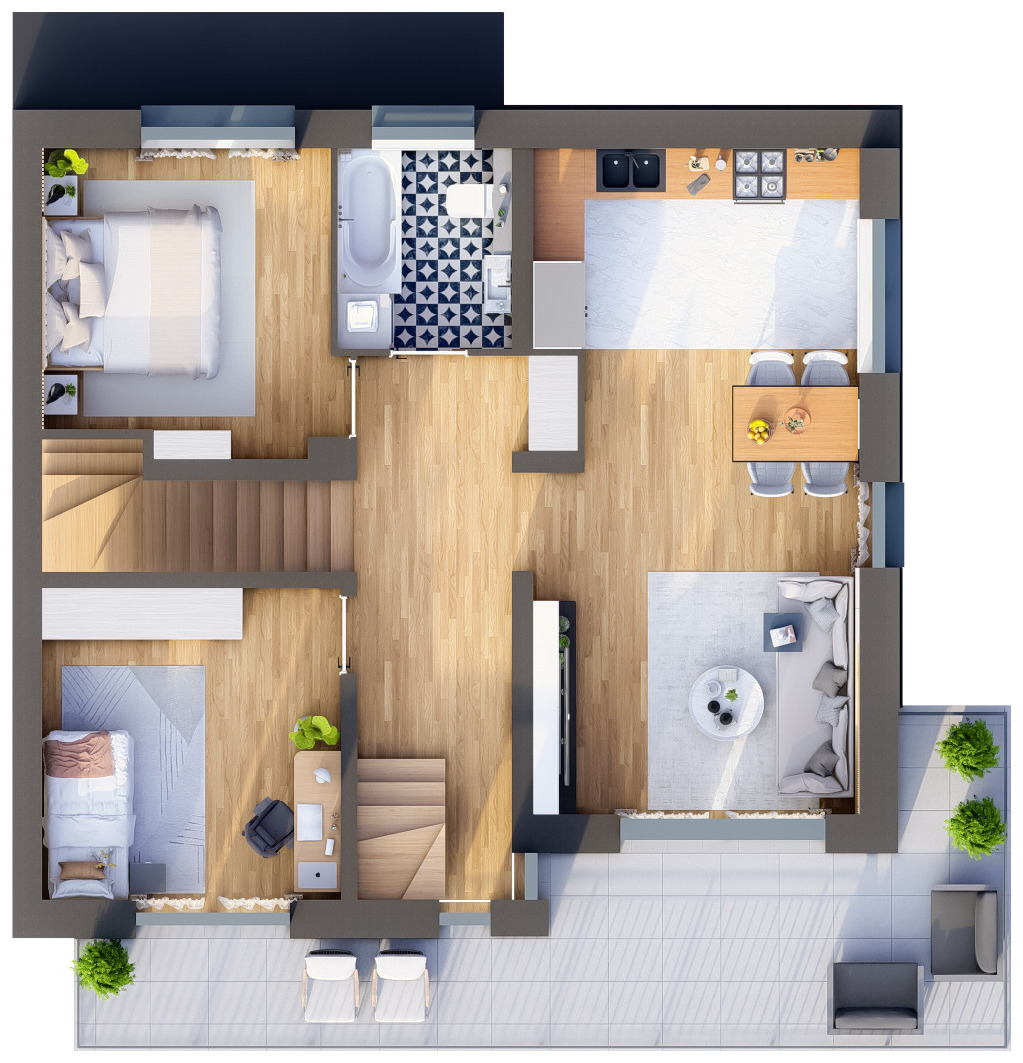 Rzut apartamentu 2B