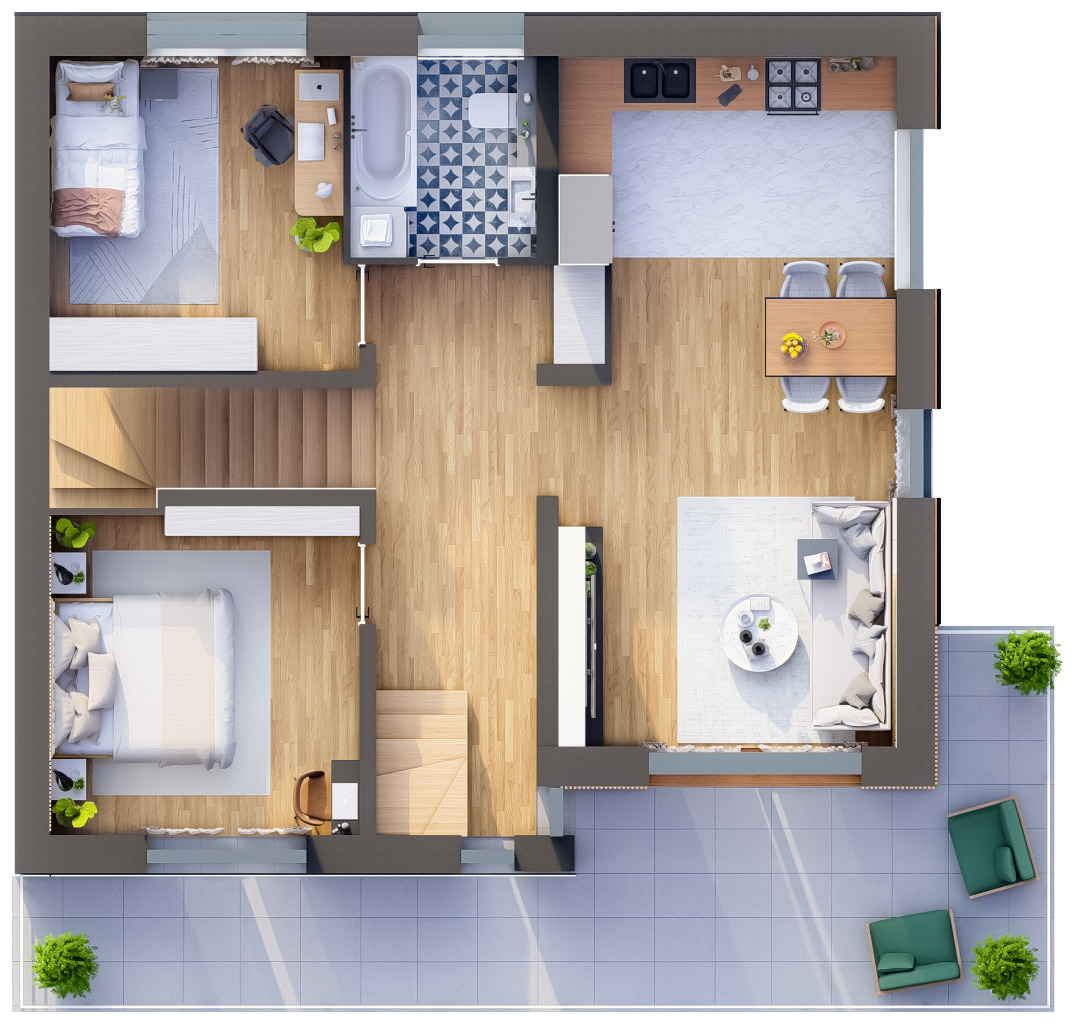 Rzut apartamentu 4B
